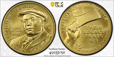 2022-W $5 Negro Leagues Baseball MS70