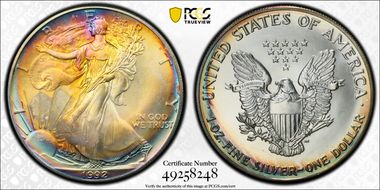 1992 $1 Silver Eagle MS67