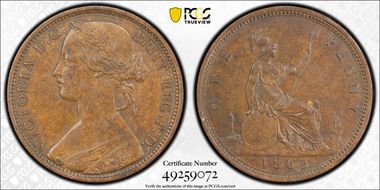 1863 1D S-3954 AU58BN