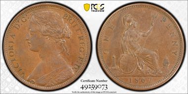 1867 1D S-3954 AU55BN