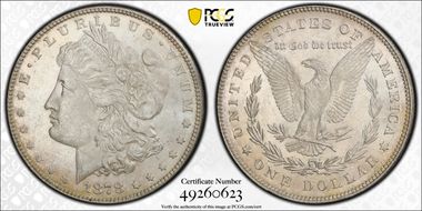 1878 7TF $1 VAM 70, Doubled RIB MS63