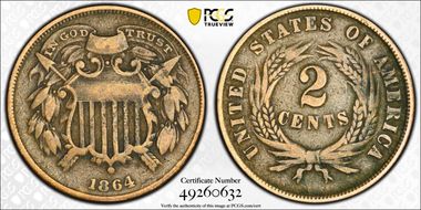 1864 2C Small Motto VG10BN