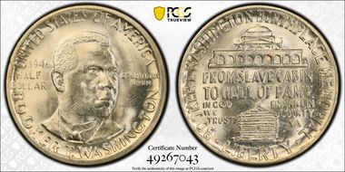 1946 50C Booker T. Washington MS65
