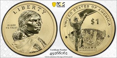 2015-W $1 Mohawk Ironworkers, Enhanced Coin & Currency Set SP70