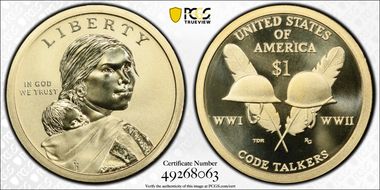 2016-S $1 Code Talkers, Enhanced Coin & Currency Set SP69
