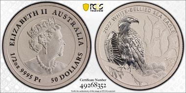 2022-P $50 White-Bellied Sea Eagle Pt MS70