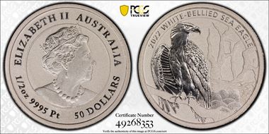 2022-P $50 White-Bellied Sea Eagle Pt MS70
