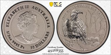 2022-P $50 White-Bellied Sea Eagle Pt MS70