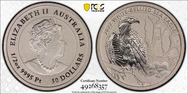 2022-P $50 White-Bellied Sea Eagle Pt MS70