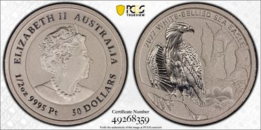 2022-P $50 White-Bellied Sea Eagle Pt MS70