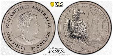 2022-P $50 White-Bellied Sea Eagle Pt MS70