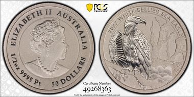 2022-P $50 White-Bellied Sea Eagle Pt MS70
