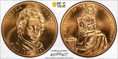 (2007) Medal Martha Washington MS67RD