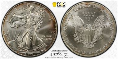 1999 $1 Silver Eagle MS67