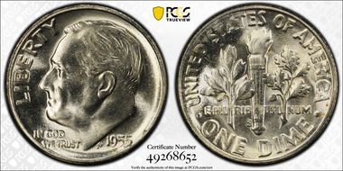 1955-S 10C MS66