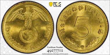 1939-G 5 Pfg J-363 MS64