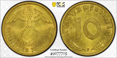 1939-F 10 Pfg J-364 MS63