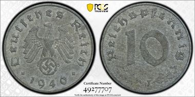 1940-J 10 Pfg J-371 Regular Issue MS62