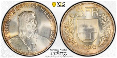 1926 B 5 Fr KM-38 Ag MS66