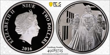 2016 $2 Darth Vader - Star Wars First Strike PR70DCAM