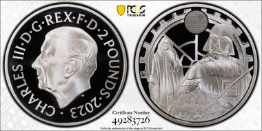 2023 £2 Darth Vader & Emperor Palpatine Star Wars PR70DCAM