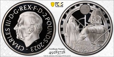 2023 £2 Darth Vader & Emperor Palpatine Star Wars PR70DCAM