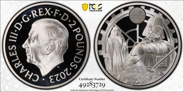 2023 £2 Darth Vader & Emperor Palpatine Star Wars PR70DCAM