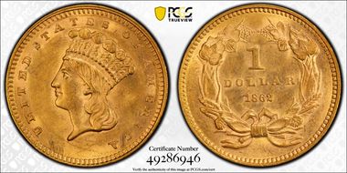 1862 G$1 MS62
