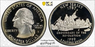 1999-S 25C New Jersey Silver PR69DCAM