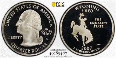 2007-S 25C Wyoming Silver PR69DCAM