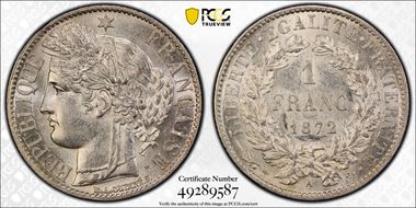 1872-A 1 Fr Gad-465a F-216 Petit A MS61