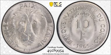 1965 10 Fr LeVan-65L1b Full PAIX MS66