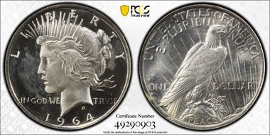 "1964-D" "$1" X-383 Peace Dollar Daniel Carr Fantasy MS67PL