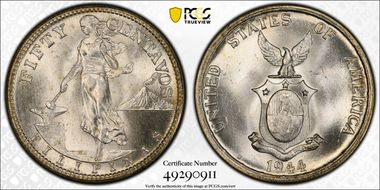 1944-S 50C Obverse of 1907-1921 MS66