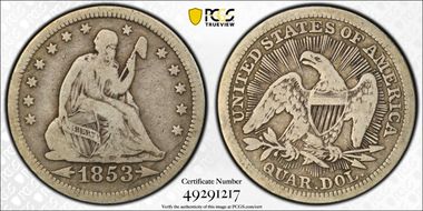 1853 25C Arrows and Rays VG10