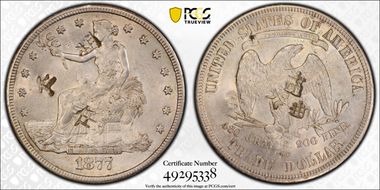 1877-CC T$1 Chopmarked AU55