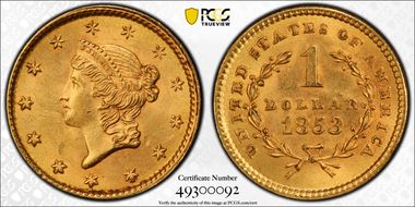 1853 G$1 MS65