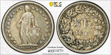 1875 B 1/2 Fr XF45