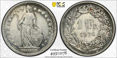 1876 B 1 Fr KM-24 Ag AU50