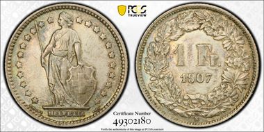 1907 B 1 Fr KM-24 Ag AU53