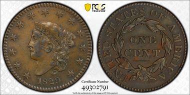 1829 1C Large Letters AU50BN