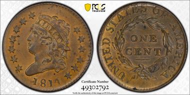 1814 1C Plain 4 AU58BN