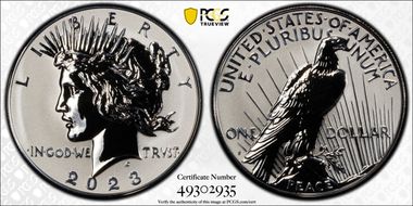 2023-S $1 Peace Dollar Rev PR Two-Coin Reverse Proof Set PR70