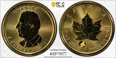 2024 $5 ML Treasured Gold Maple Leaf Polar Bear Privy First Strike MS69