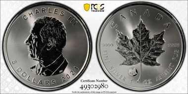 2024 $5 ML Treasured Silver Maple Leaf Polar Bear Privy First Strike MS65