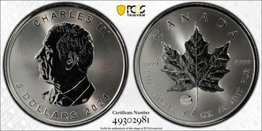 2024 $5 ML Treasured Silver Maple Leaf Dragon Privy First Strike MS67