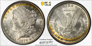 1878 8TF $1 VAM 14.2, Polished Ear MS62