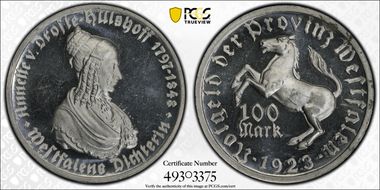 1923 100 Mk Jaeger-N17 Notgeld MS63