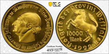 1923 10K Mk Jaeger-N20a Notgeld MS66