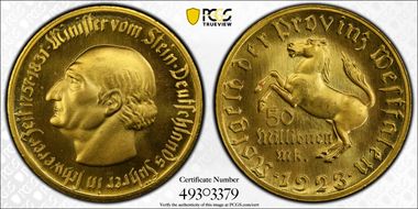 1923 50M Mk Jaeger-N23a Notgeld MS66